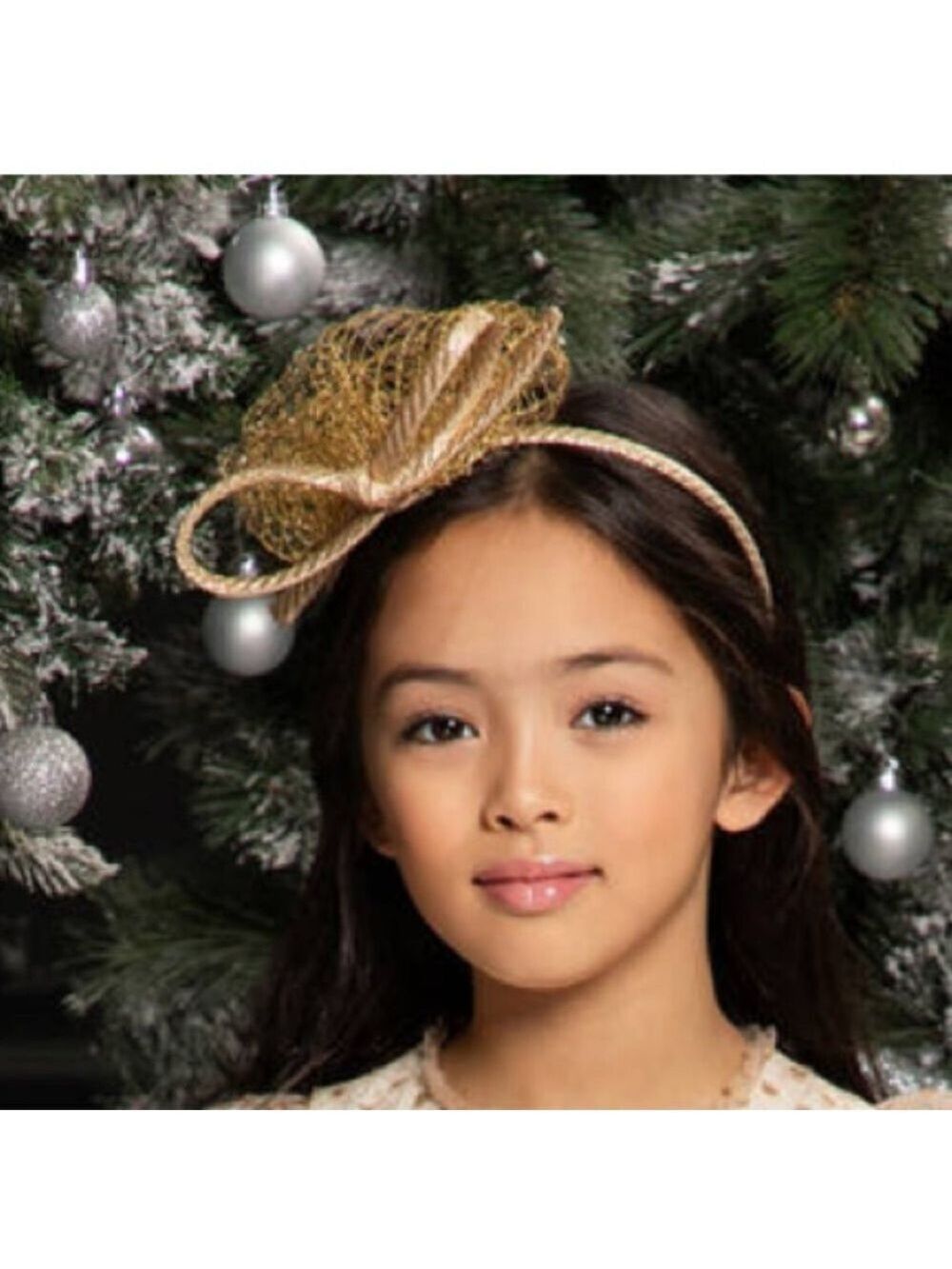 Girls Gold Bow Fascinator Hairband